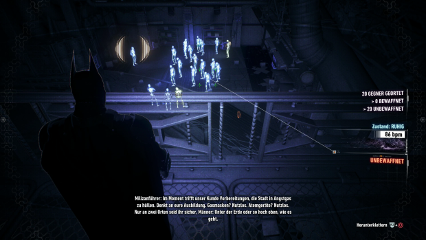 Im Detektivmodus kann Batman unter anderem weitere Infos über die Gegner abrufen. (Screenshot: Golem.de)